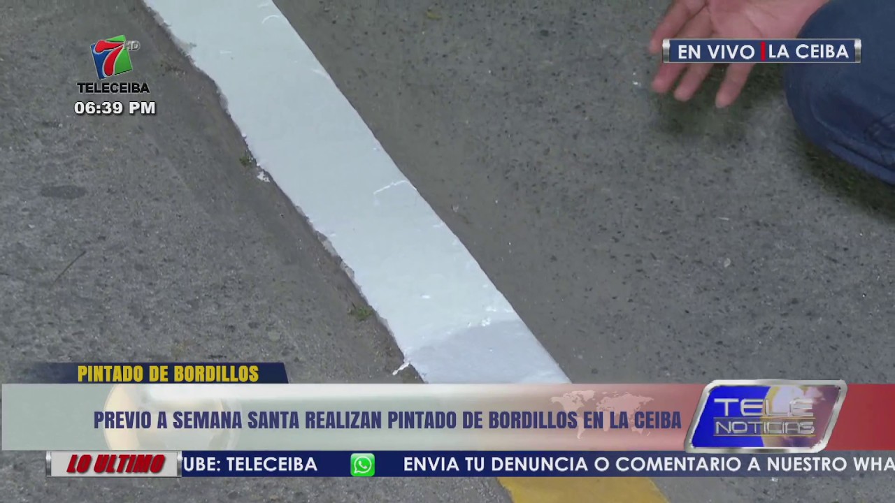 Previo a Semana Santa realizan pintado de bordillos en las principales calles y avenidas de La Ceiba
