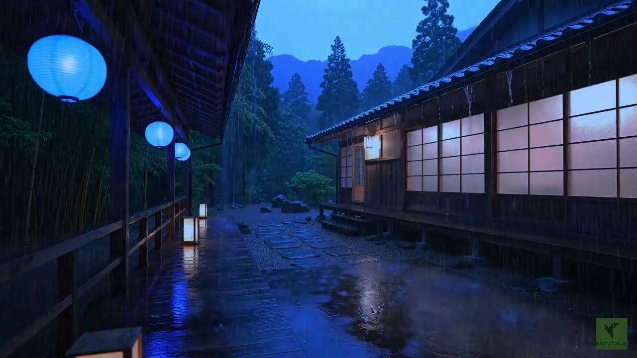 Sleep Sounds 8 Hours : Rainy Night Sounds with Distant Thunder and Slow Piano Music For Deep Sleep