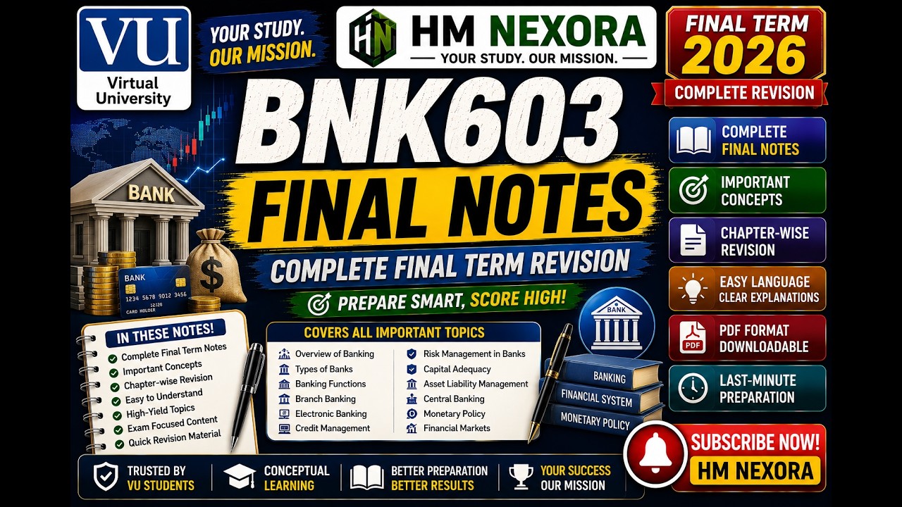 BNK603 Final Notes | Complete Final Term Revision 2026 | Virtual University | HM Nexora