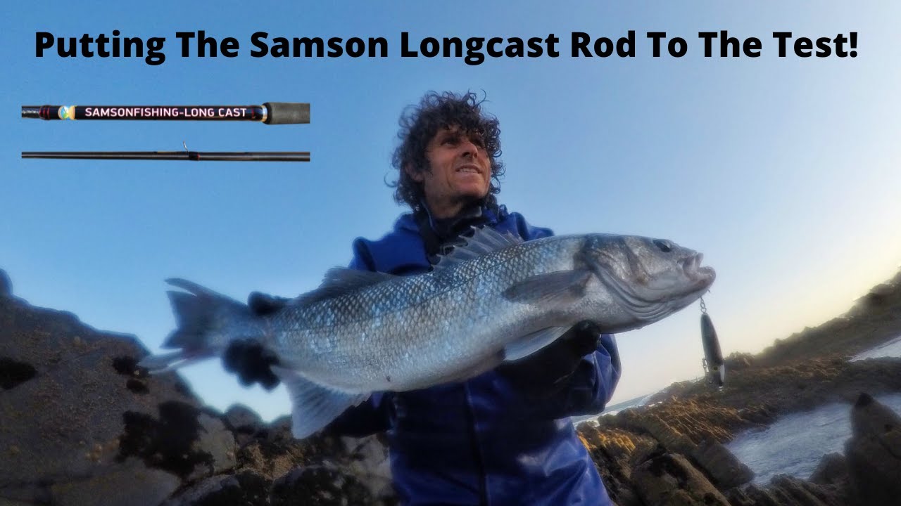 Big Sea Bass Fishing With Lures Using The Samson Long Cast Rod To Lift Fish Out!