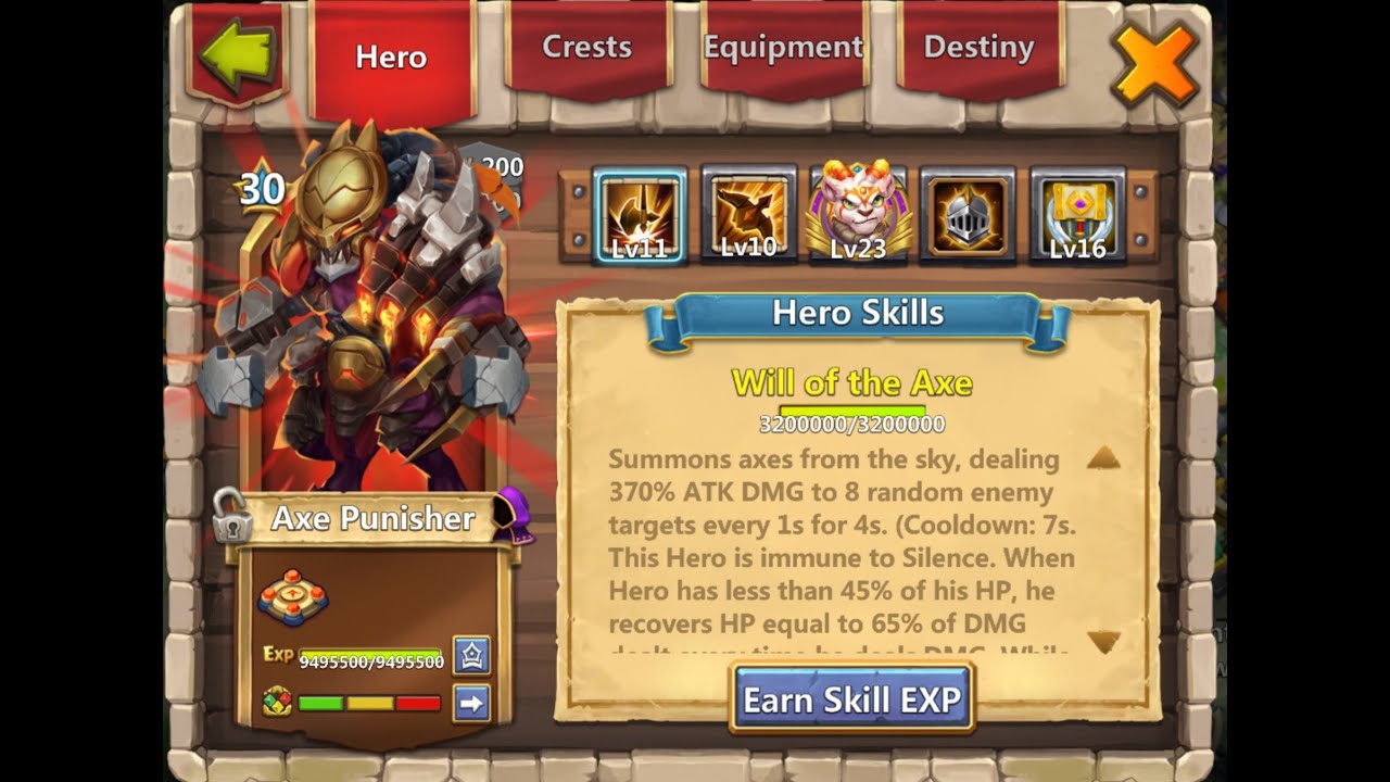 Axe Punisher | New Hero | Castle Clash  | How to build Axe Punisher | Game play | Top hero