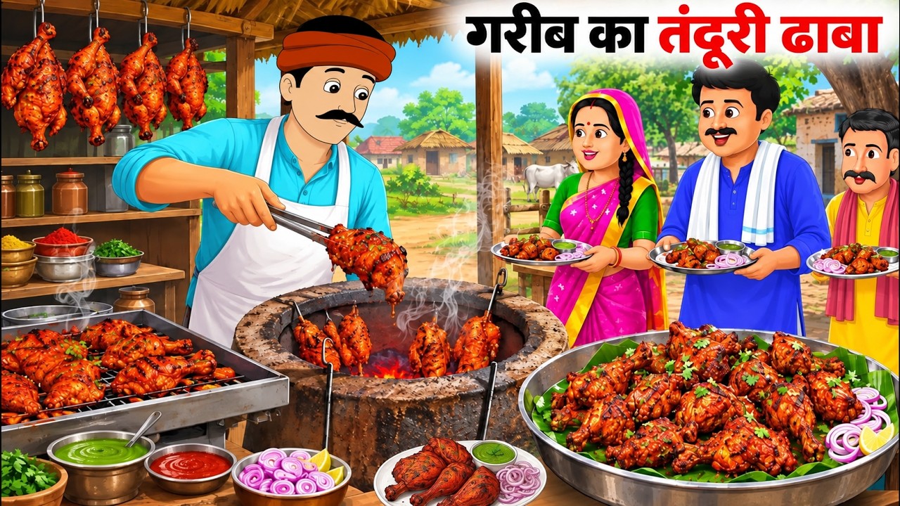 गाँव में गरीब का तंदूरी चिकन ढाबा | Hindi Moral Stories | Cartoon Story in Hindi