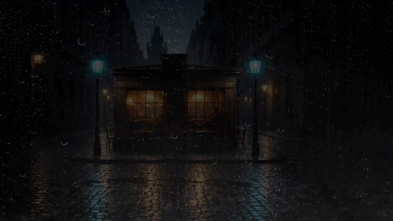 Rainy Night Café with Blue Neon Lights 🌧️ | Deep Focus & Relaxing ASMR