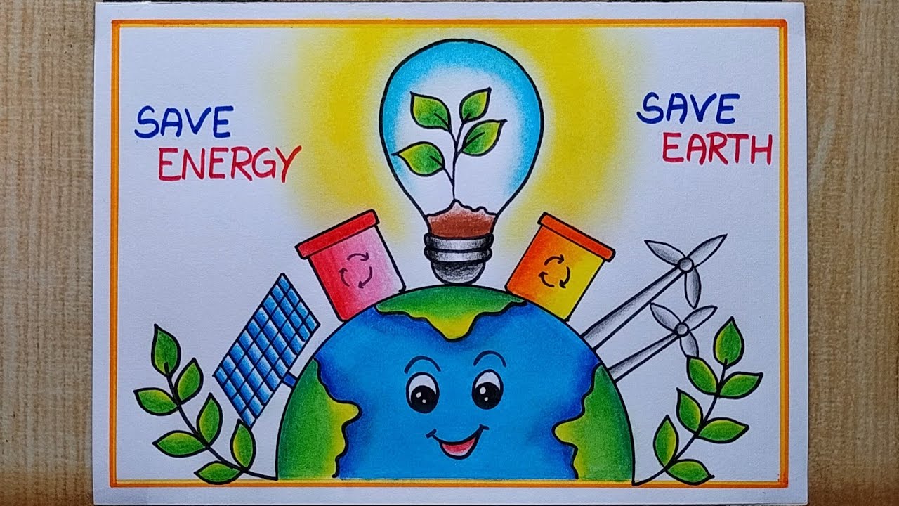 Energy conservation Day poster drawing| Save Energy save Earth drawing| Renewable Energy drawing