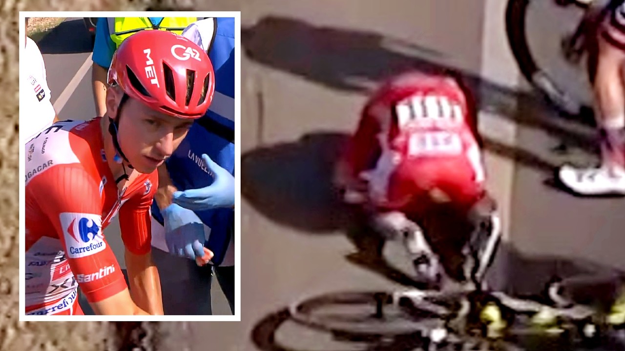 Tadej Pogacar Terrible Crash in the Red Jersey | Vuelta a Espa&ntilde;a 2026 Stage 8