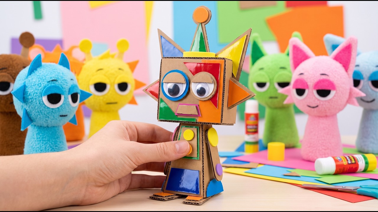 Figura de cartón Sprunki 👶 Manualidades creativas con peluches Sprunki