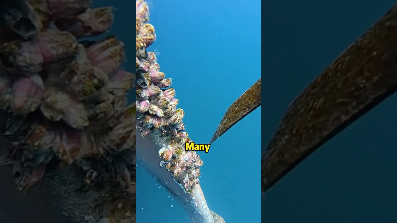 Clean the barnacle at the boat #cleanup #knowledge #science