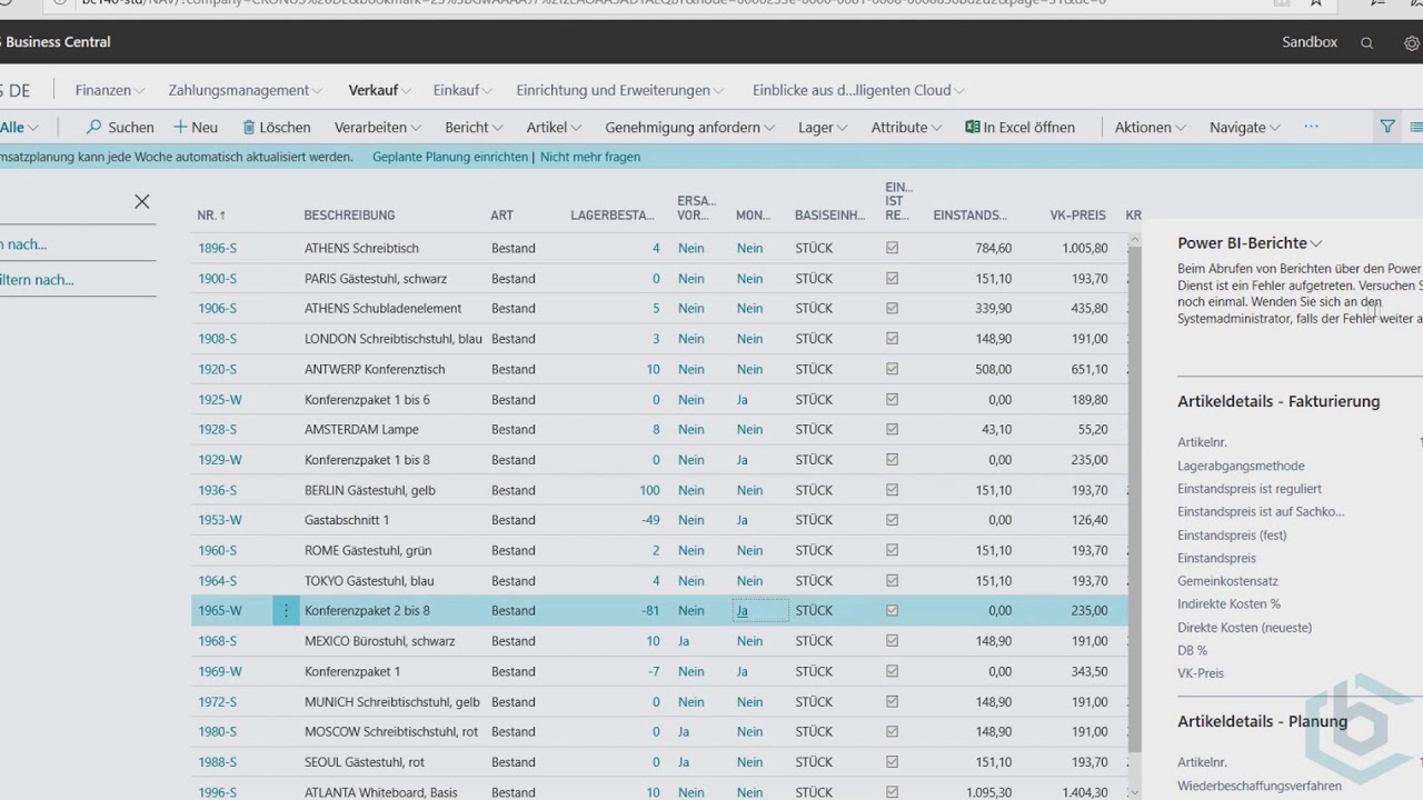 Business Central - Der Artikelstamm