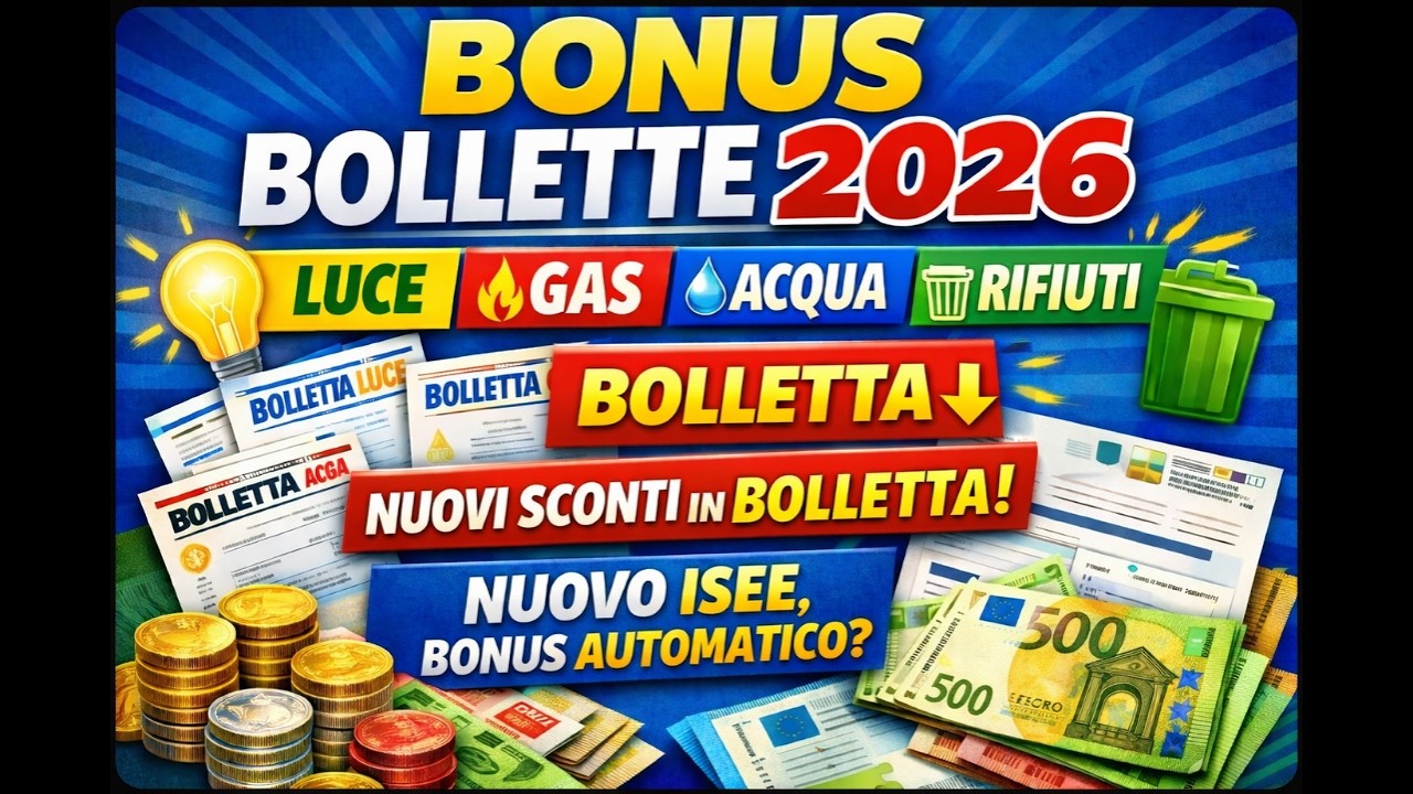 BONUS BOLLETTE 2026: LUCE, GAS, ACQUA, TARI 💡🔥💧🗑️ &ndash; 4 BONUS E NUOVE SOGLIE ISEE