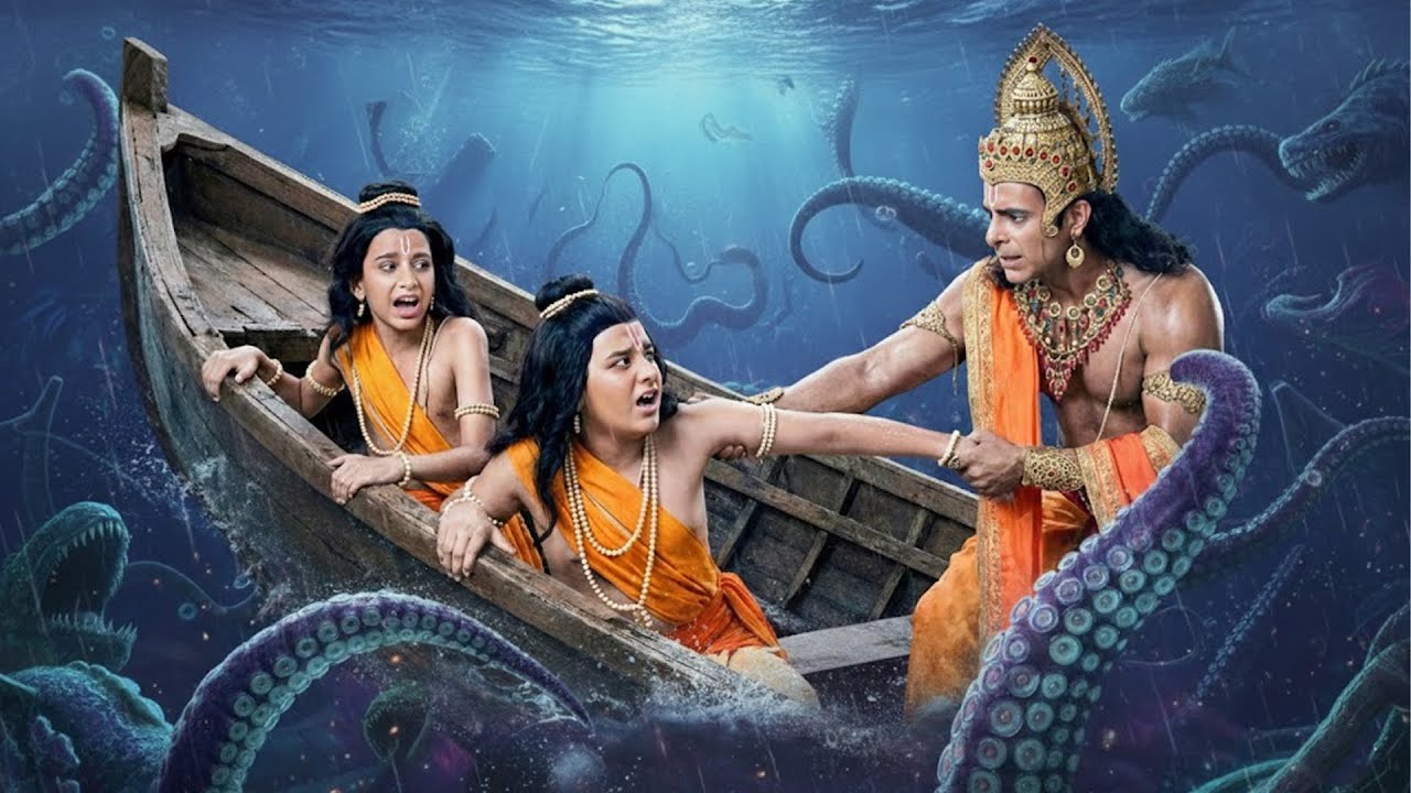 जब तूफ़ान में फँसे लव-कुश | मदद को दौड़े हनुमान जी | Shrimad Ramayan |#ramayan #ram