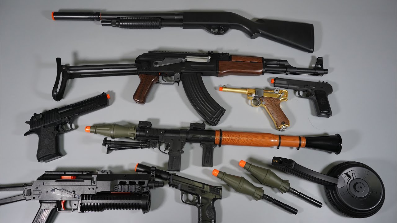 Blowback AK47 - RPG7 - Luger P08 - Toy Gun -Airsoft Gun-M870 Shot Gun- Realistic Toy Guns Collection