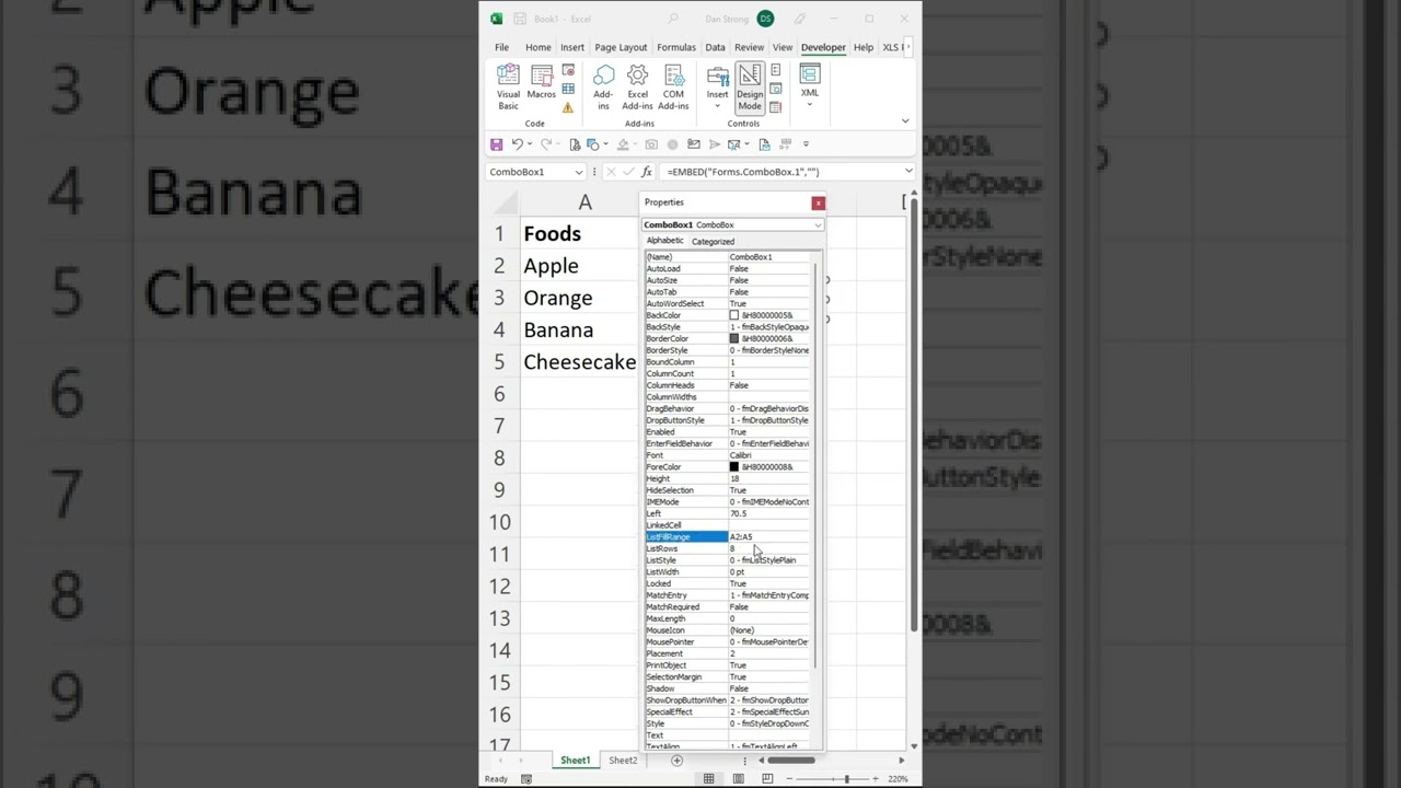 Как создать ComboBox (раскрывающийся список) в Excel