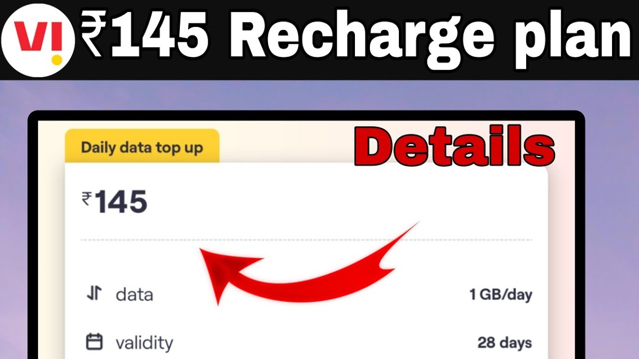 Vi 145 recharge plan details | Vi 145 recharge plan | Vi 1GB vala data only ₹145 me |
