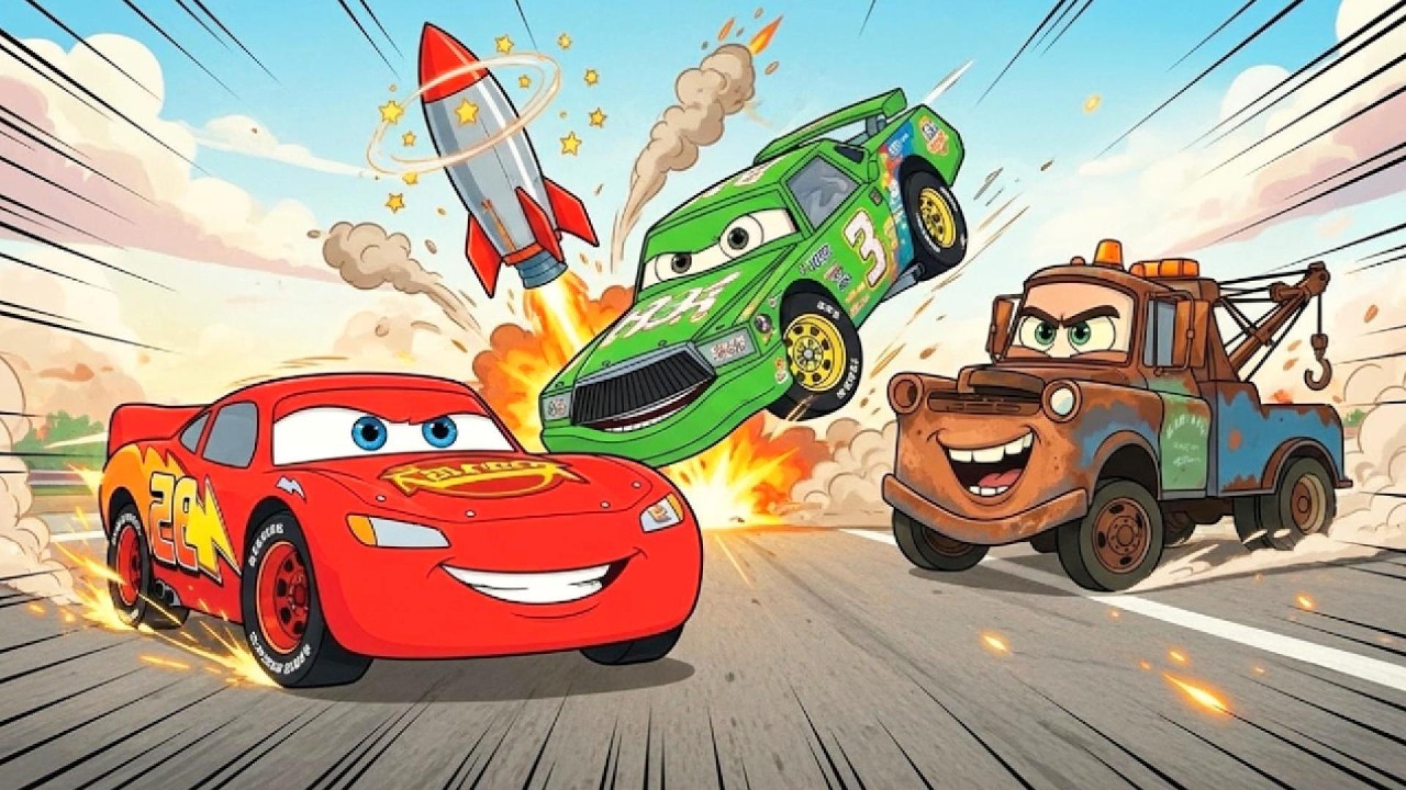 McQueen’s Rocket Trap Sends Chick Hicks FLYING! 🚀💥 Epic Road Chaos! | Cars Toons 2D Animation