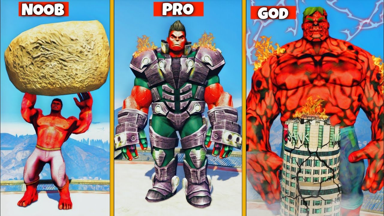Upgrading NOOB RED HULK Into THE GOD RED HULK in GTA 5 !! ( GTA 5 MODS )