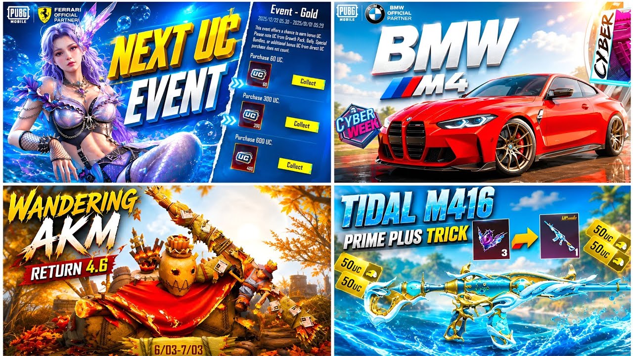 NEXT UC EVENT BGMI | TIDAL M4 PRIME PLUS TRICK | BMW X PUBG COLLABORATION 4.7 | WANDERING AKM RETURN