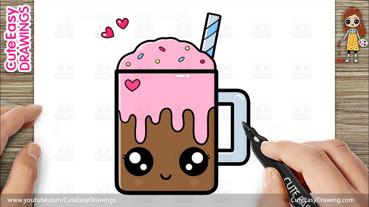 How to Draw a Cute Cold Chocolate Coffee ☕❄️ | Easy Drawing for Kids