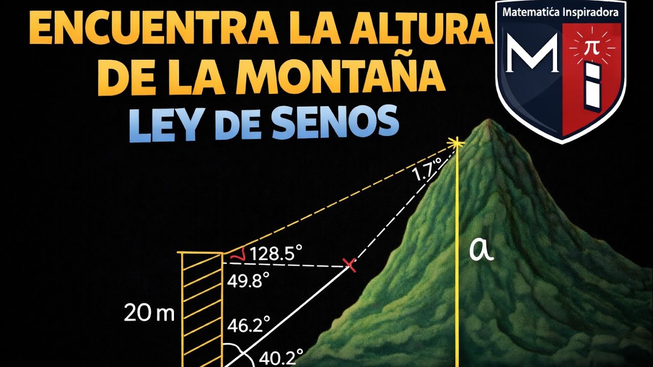 Encuentra la altura de la montaña-Ley de senos#gedmath#leydesenos #matematicas#trigonometría#parati