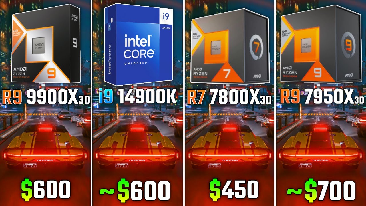 RYZEN 9 9900X3D vs i9-14900K vs RYZEN 7800X3D vs RYZEN 7950X3D | Test in 6 Games