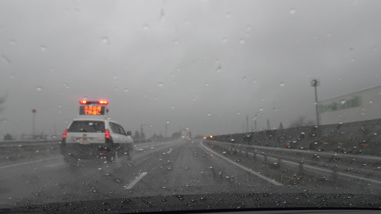 ASMR Japan Highway heavy Rain driving 1 hour