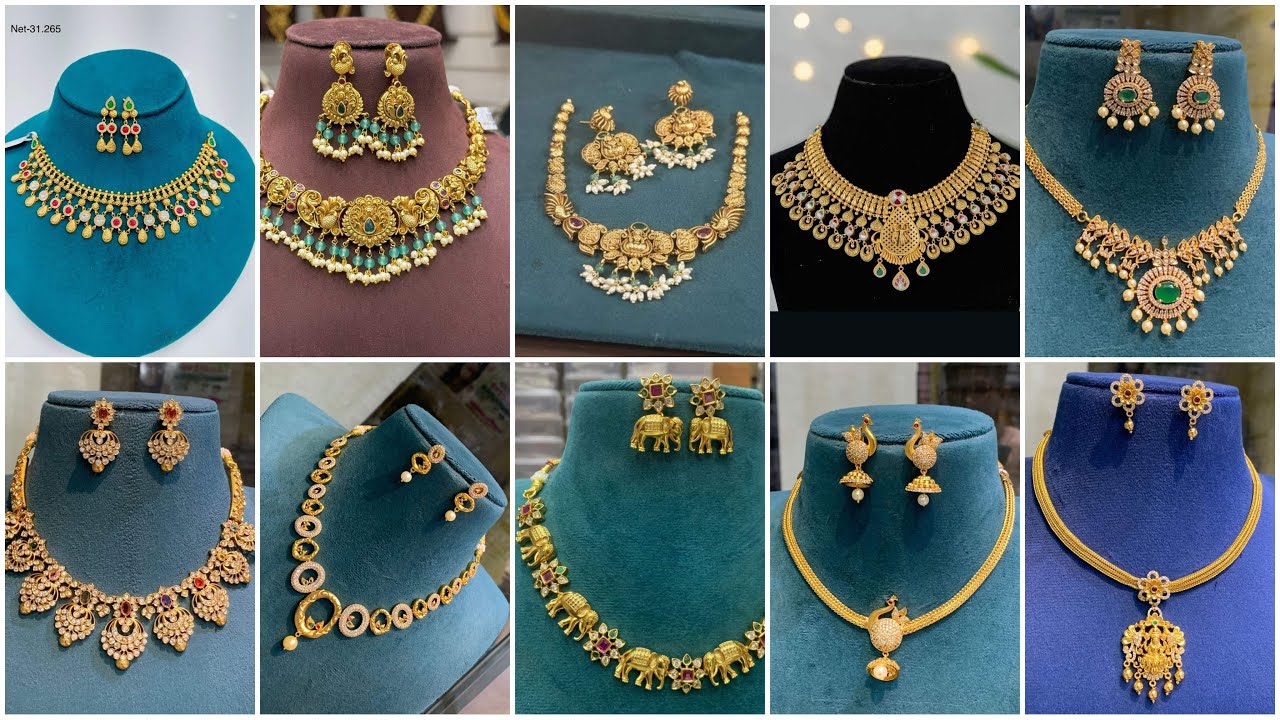 Light Weight Necklace Designs Collection,Gold Necklace Designs, Short Necklace Designs