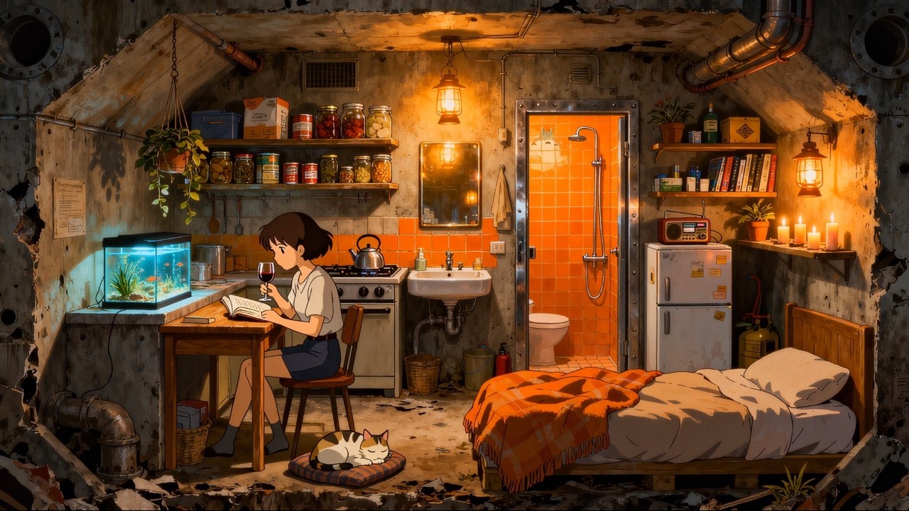 Cozy Post-Apocalyptic Bunker Ambience 🌙 | Underground Shelter Music for Study, Relax & Sleep