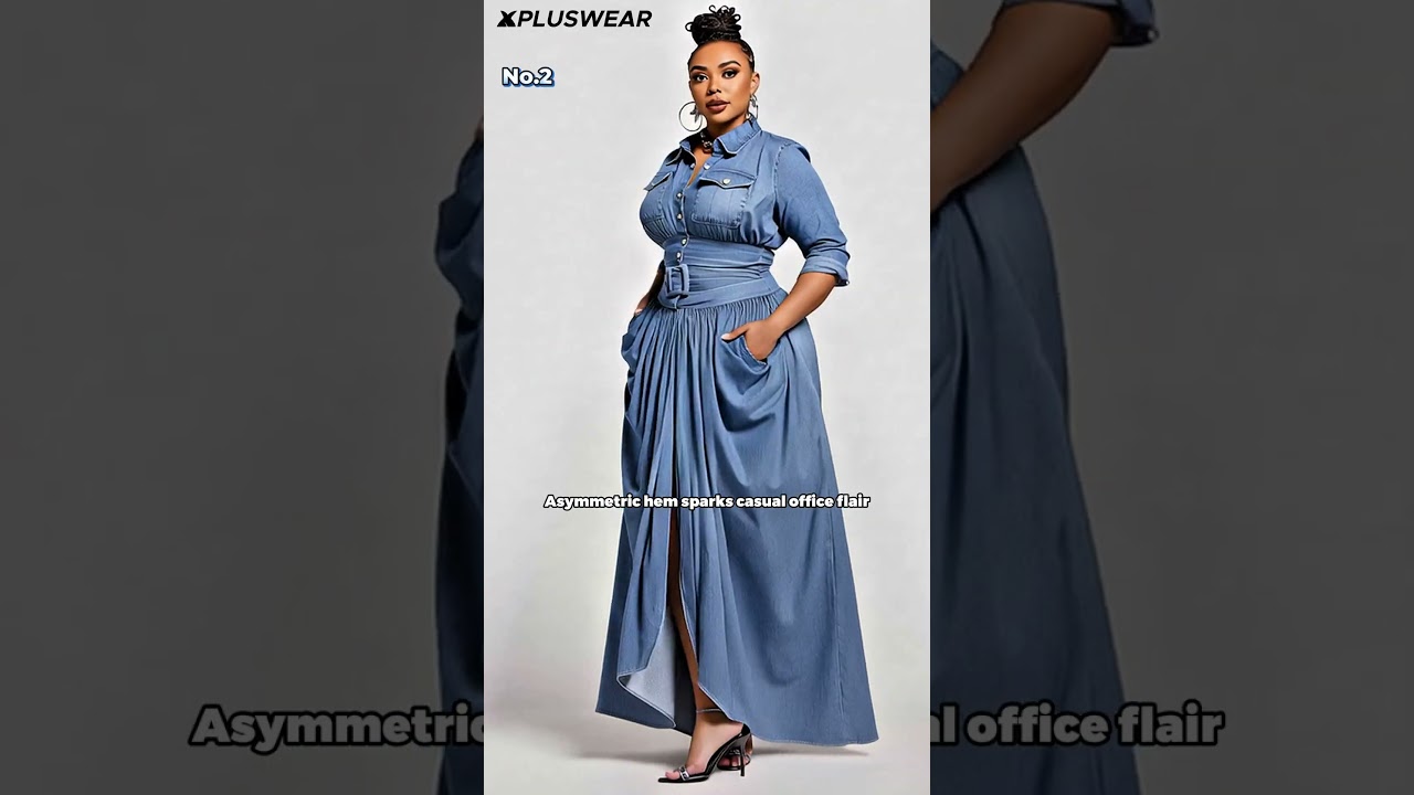 Xpluswear | Casual Office Sparkles in Denim Elegance
