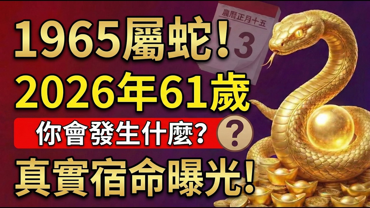 1965年屬蛇人，木蛇之命！2026年61歲『真實宿命』曝光！是福是禍，一看便知！#1965屬蛇運勢 #屬蛇2026運勢 #2026生肖蛇運勢 #1965年屬蛇 #屬蛇財運 #屬蛇健康 #風水禁忌