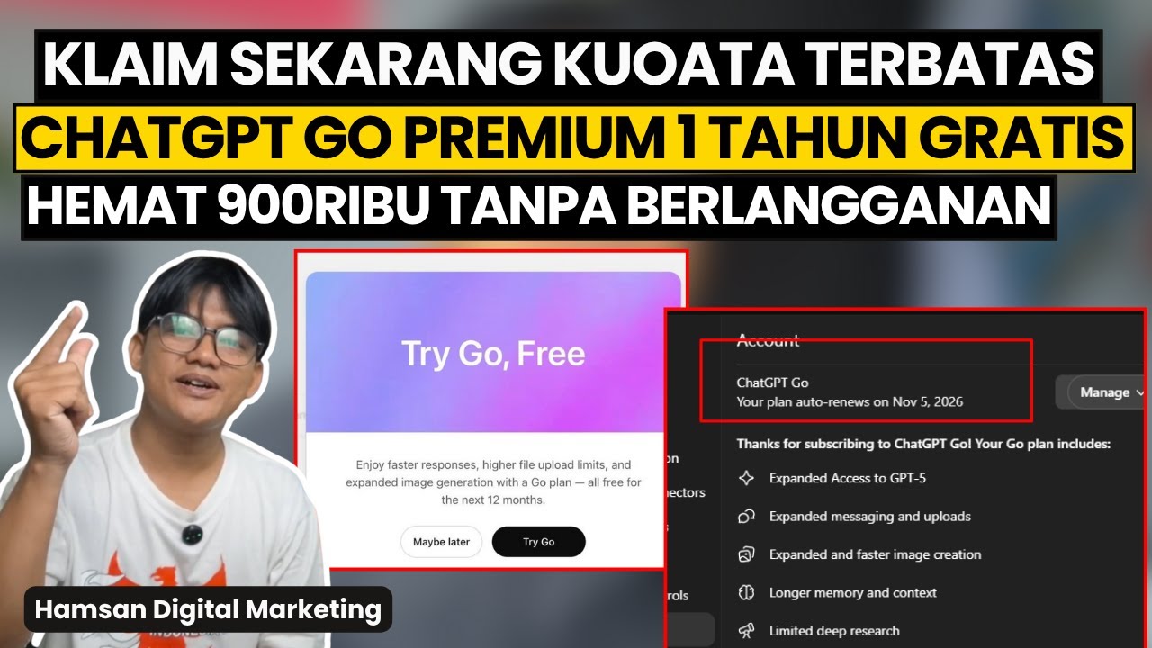 Klaim GRATIS 1 Tahun Chatgpt Go - Cara Dapat Chatgpt Pro Terbaru 2025