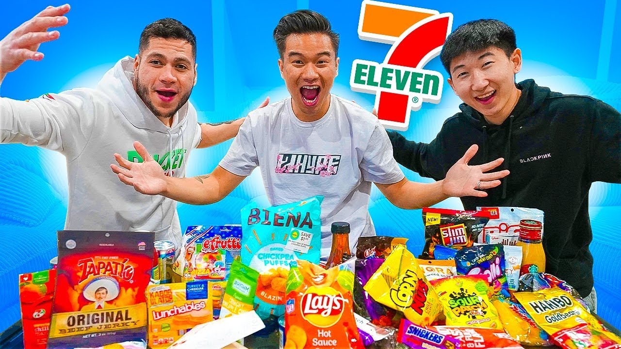 Пробуем закуски из 7-Eleven! При участии Мучи Трэва и Эфрона