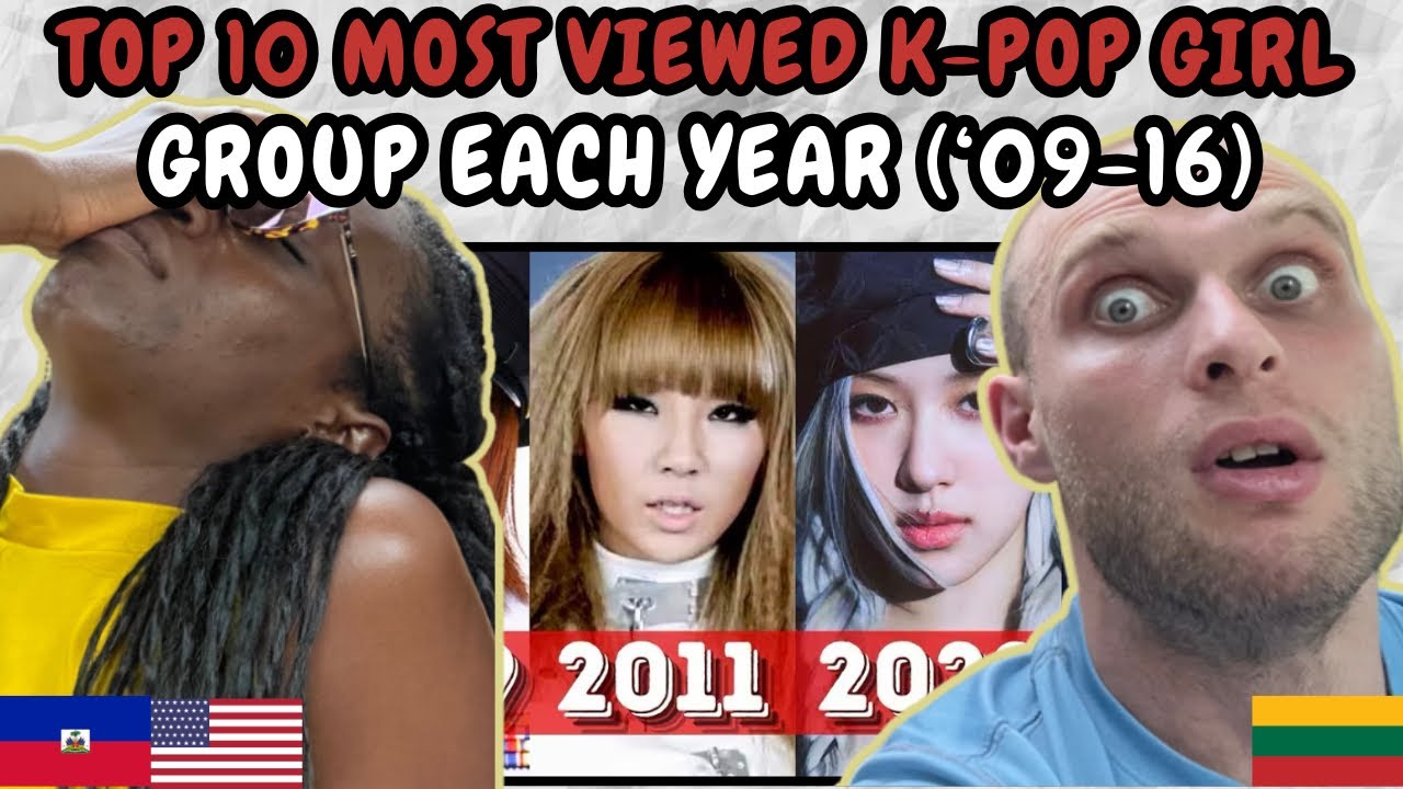 РЕАКЦИЯ НА ТОП-10 САМЫХ ПРОСМОТРИМЫХ ЖЕНСКИХ K-POP ГРУПП КАЖДОГО ГОДА - (2009–2016)
