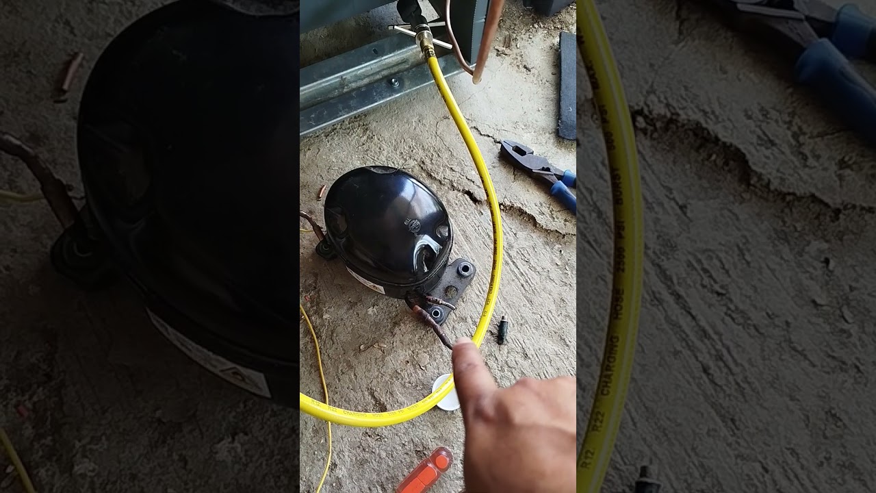 Perforación en el evaporador Hisense.#evaporadordeescarcha #compresor #refrigeradorescarcha