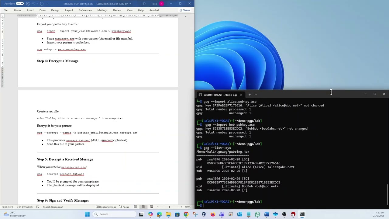 Cryptography Demo PGP [linux mac]