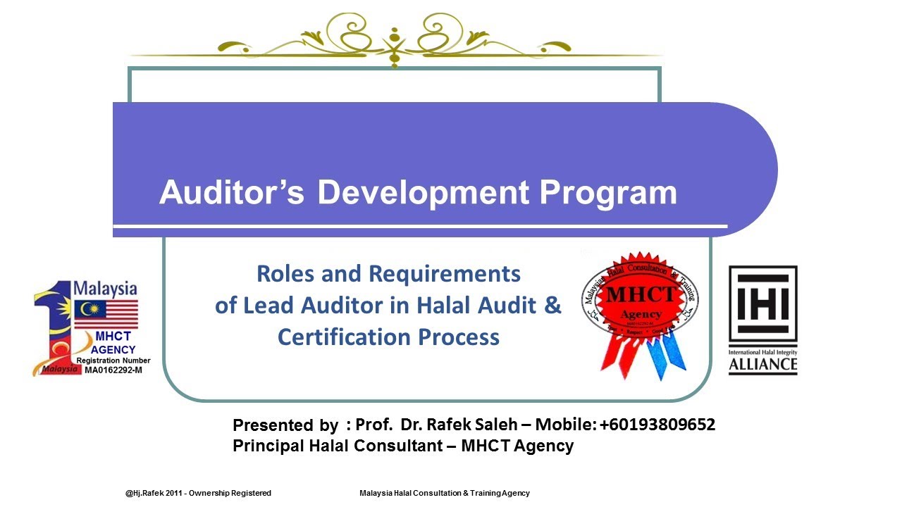Halal Auditor Development 05 Online Training  2021