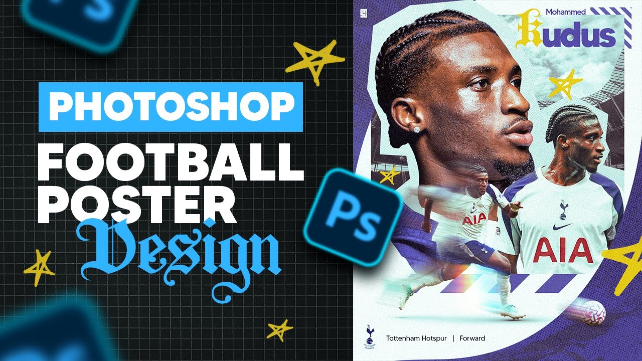 Дизайн постера футболиста в Photoshop! Обзор дизайна | Mo Kudus 🔥