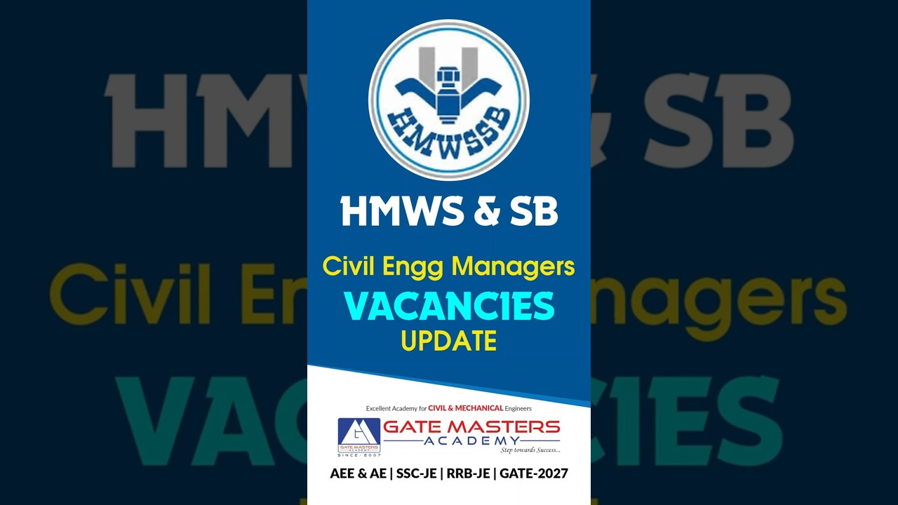 HMWS & SB Civil Engg Manager Vacancies Info #aeetspsc #aeecivil #hmwssb #civilengineering #civil