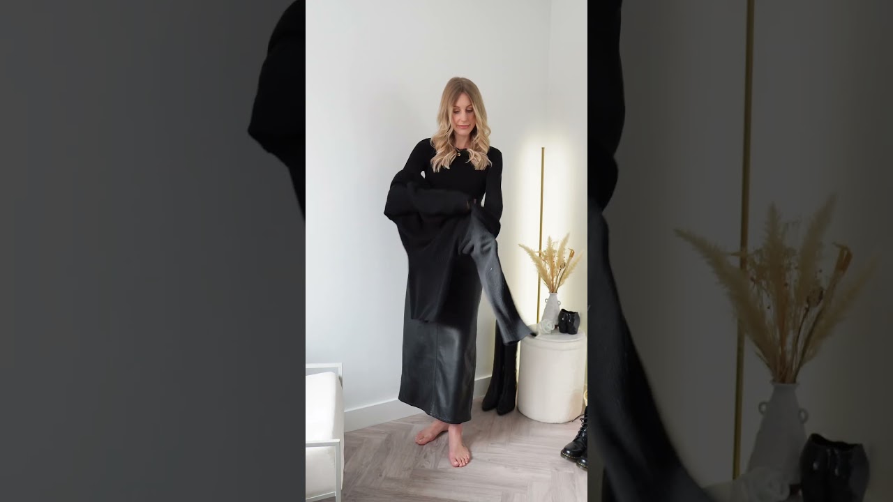Leather maxi skirt: YES or NO? All black outfit idea day 9/20  #capsulewardrobe #outfitideas #style