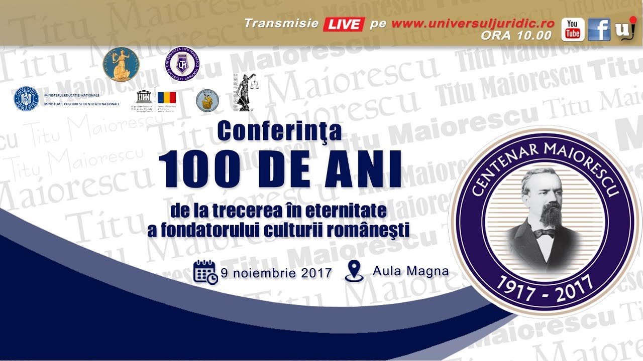 Centenar Titu Maiorescu. 100 de ani de la trecerea în eternitate a fondatorului culturii românești