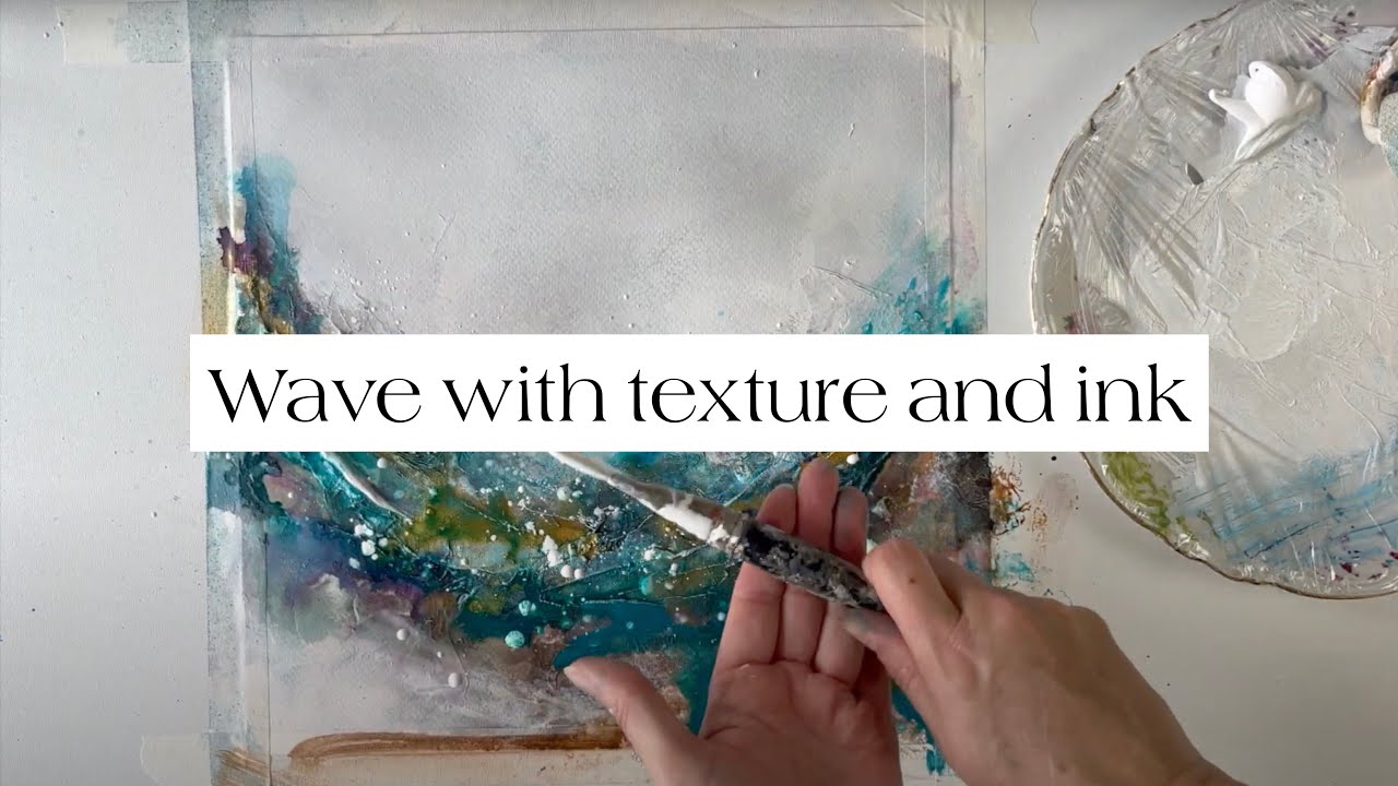 Textured abstract sea landscape &bull; Abstract mixed media art tutorial on paper
