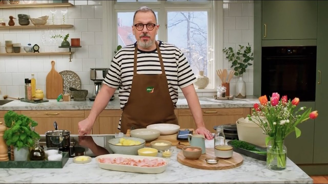 K&ouml;kets middag: V&aring;fflor med potatissallad, skinka och pressgurka - K&ouml;ket
