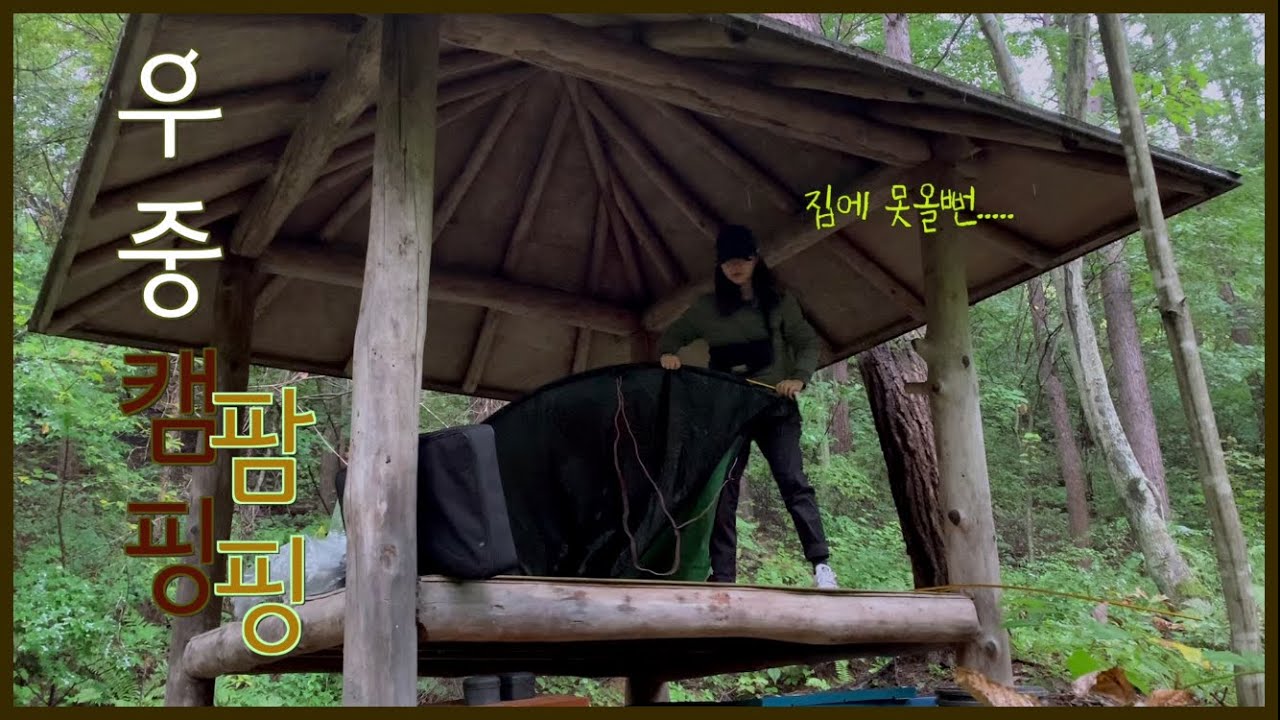 숲속에서 우중캠핑 🌿직접 수확한 야채와 함께한 소곱창 장작구이 / 불멍 / 여자낚시꾼 /인제 스피디움 /여성백패커 /여성캠퍼 /하늘내린터 팜핑
