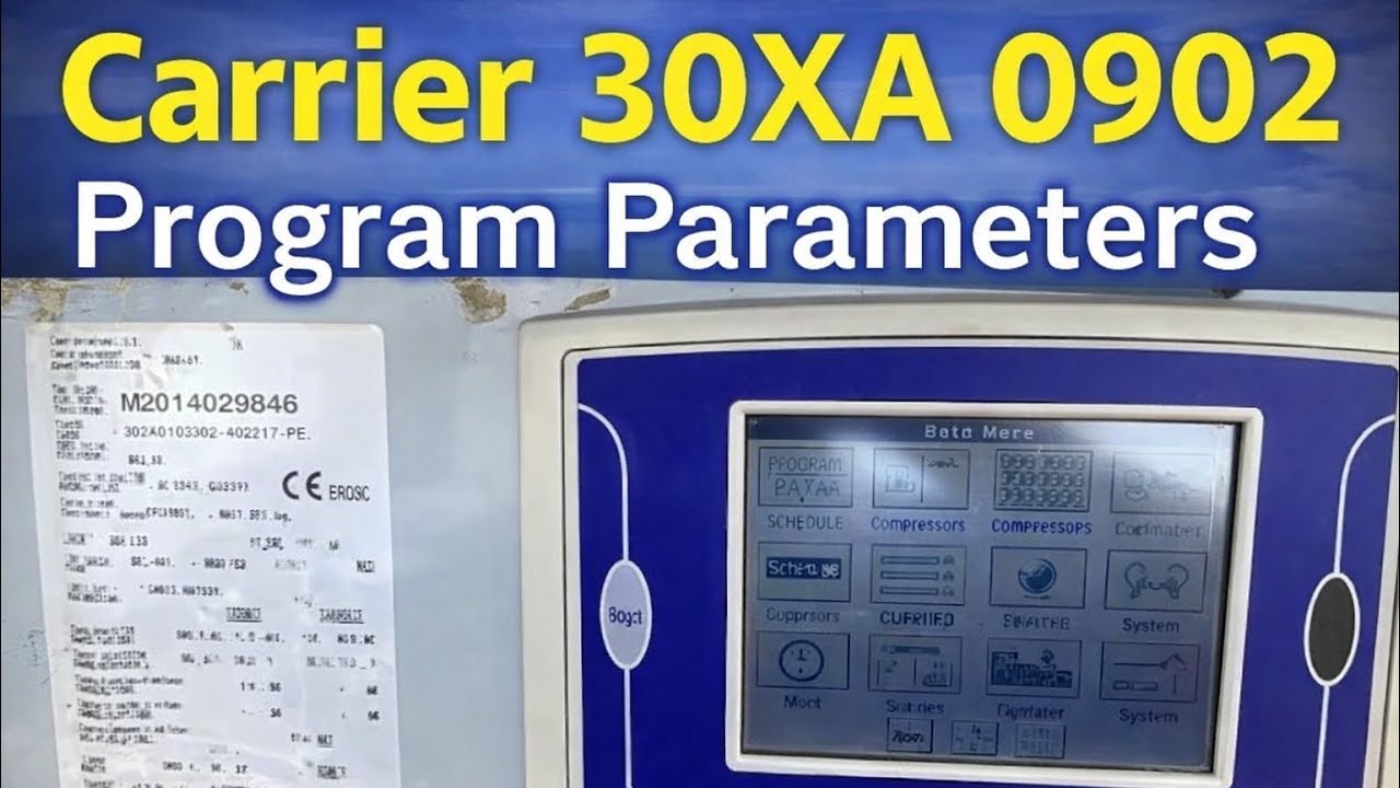 Carrier chiller 30XA. Parameters, compressor enable disable. Programs, control, #carrier