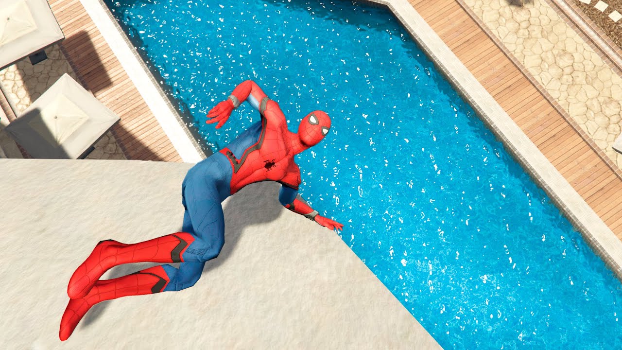 GTA 5 Crazy Spiderman Water Falls & Ragdoll Jumps - Ep.31 [Funny Moments Euphoria Physics]
