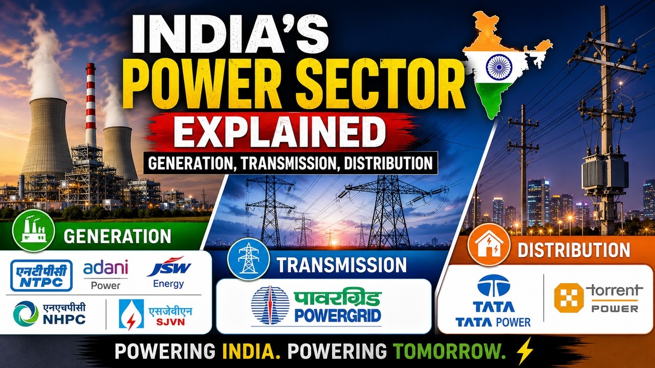 India's Power Sector Explained: Generation, Transmission, Distribution &mdash; NTPC, Power Grid, Tata Powe