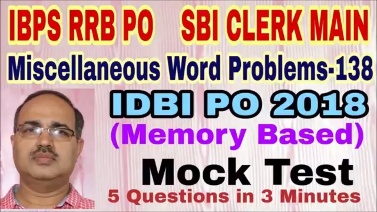 Miscellaneous Questions-138 IDBI PO 2018 (Memory Based) #Amar Sir