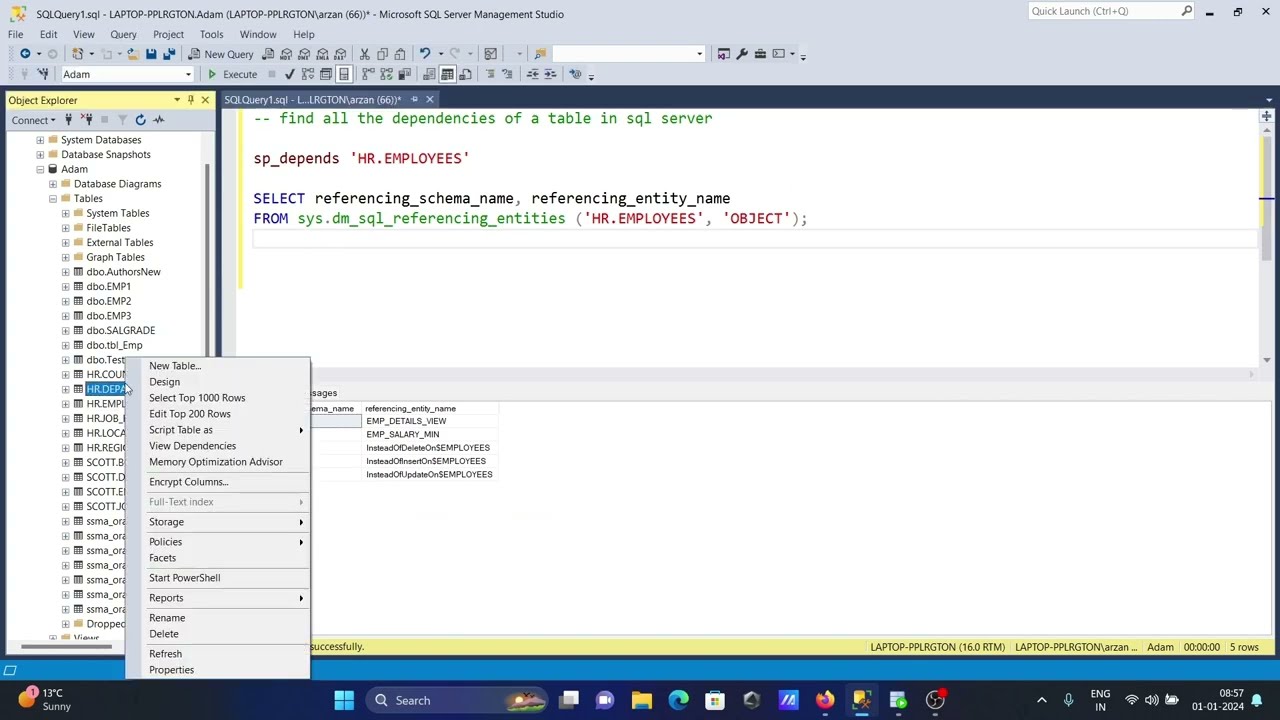 How to find table dependencies | SQL Server