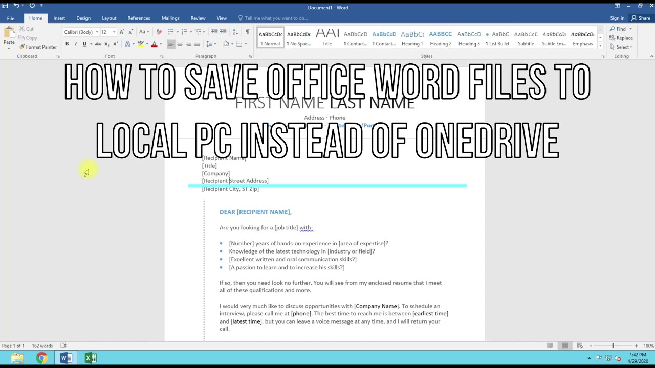 How to Save Office Word Files to Local PC instead of OneDrive
