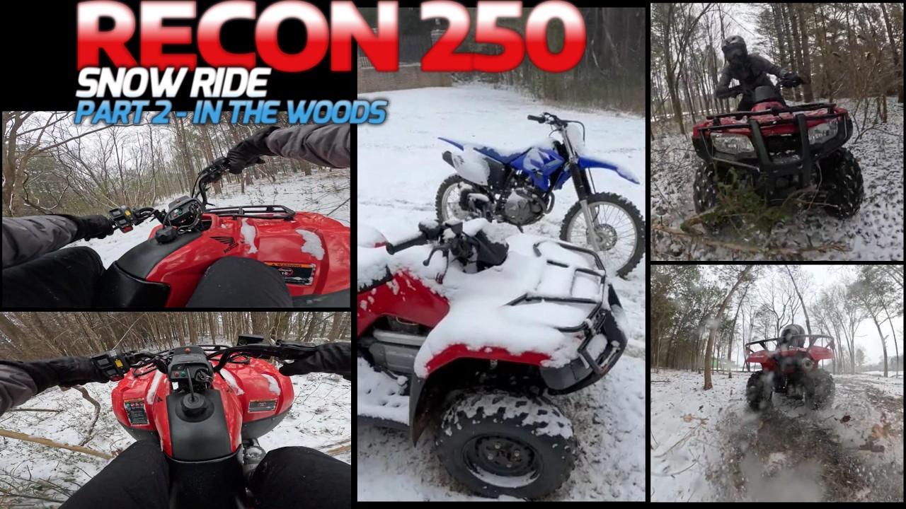 Part 2: Snow ride in woods/construction site - Honda Recon (1st and 3rd person GoPro POVs)