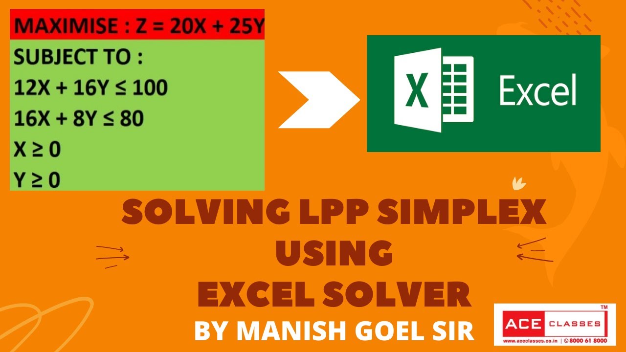 LPP SIMPLEX USING EXCEL