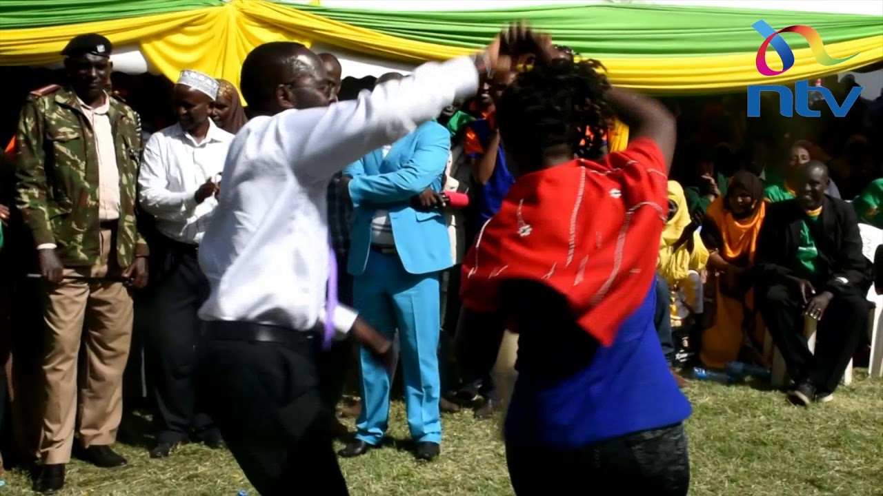Kisumu Governor Prof Anyang Nyong'o show his prowess in Kanungo dance in Isiolo